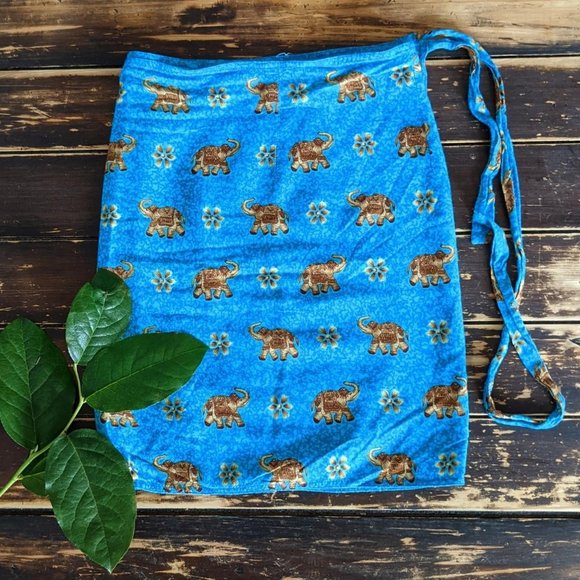 2/$20 - Beachy Elephant Sarong Wrap Skirt - Picture 1 of 3
